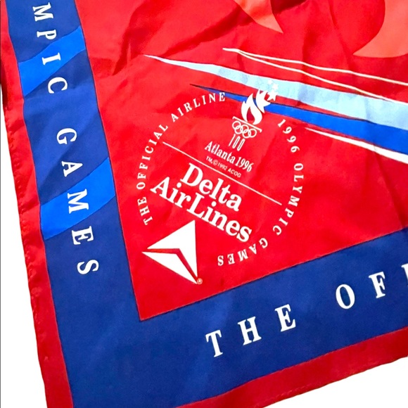 1996 Red Delta wings Olympic silk scarf Limited ed Rare - Picture 4 of 7